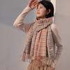 Half-sided thousand bird grid scarf women's 2025 new sweet imitation cashmere warm medium and long plaid scarf