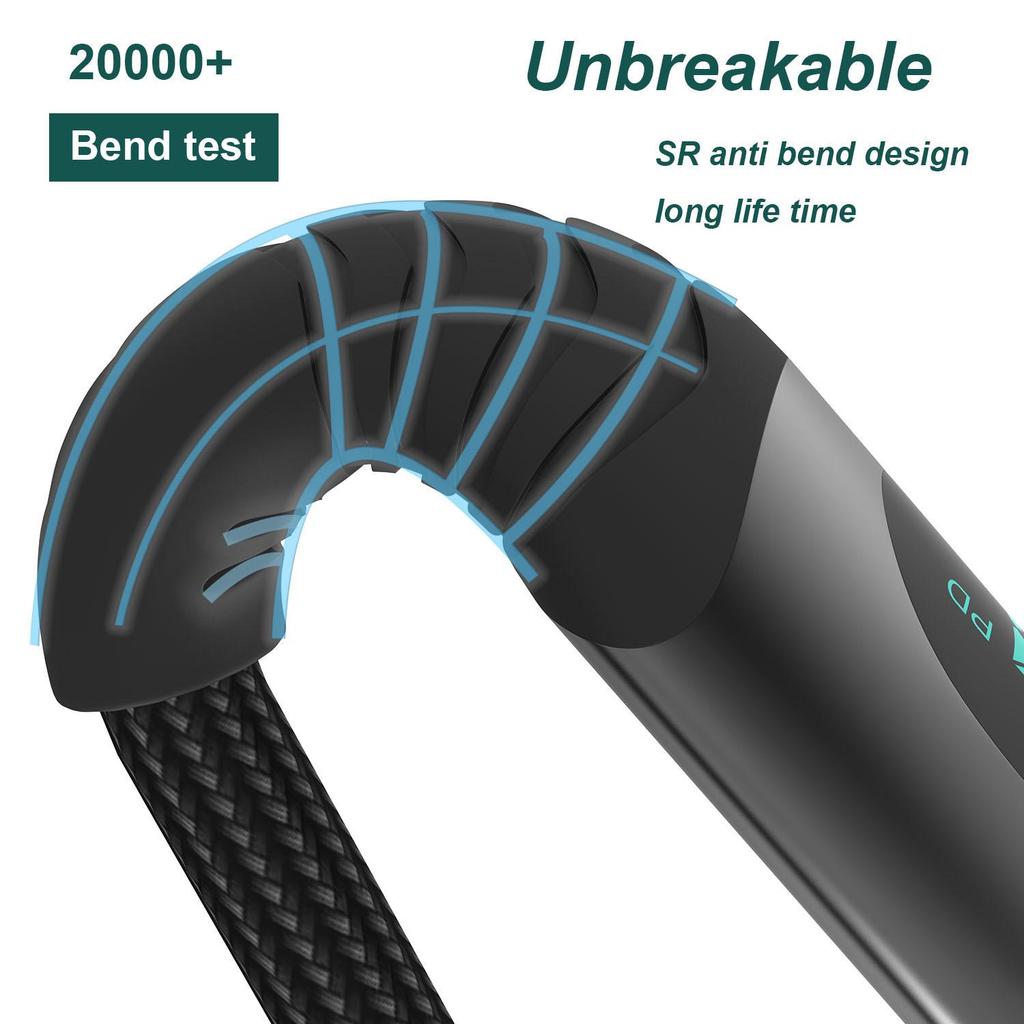 100W PD27W Dual Type-C Fast Charge Cable with Intelligent Digital Display and Metal Braiding.