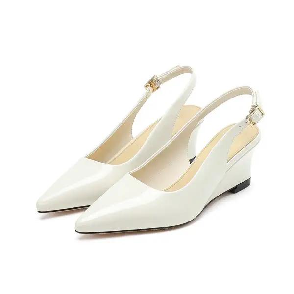

Sandals Straps Comfort Shoes for Women 2026 Summer Med Shallow Mouth High Heels Clogs Wedge Elastic Band Medium High-heeled 34