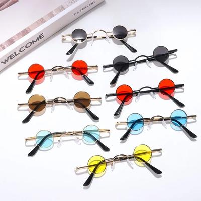 Small Round Punk Sunglasses for Women Men Ultra Metal Frame Hip Hop Sun Glasses Candy Color Fashion Shades