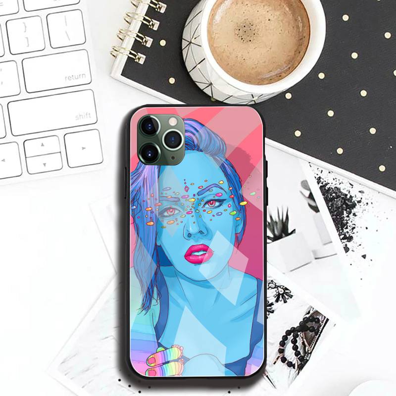 Custodia per Telefono Arte Digitale Amore Trippy Psichedelico Vetro Temperato Per iPhone 12 pro max mini 11Pro XR XS MAX 8 X 7 6S 6 Plus SE case