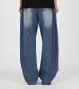 Beoteunseoul Catbrush Curved Wide Denim Pants [Medium Blue]
