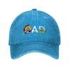DAD Embroidered Canvas Baseball Cap with Colorful Cartoon Design Vintage Washed Look Unisex Adjustable Hat for Unisex and Women