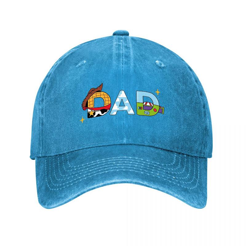 DAD Embroidered Canvas Baseball Cap with Colorful Cartoon Design Vintage Washed Look Unisex Adjustable Hat for Unisex and Women