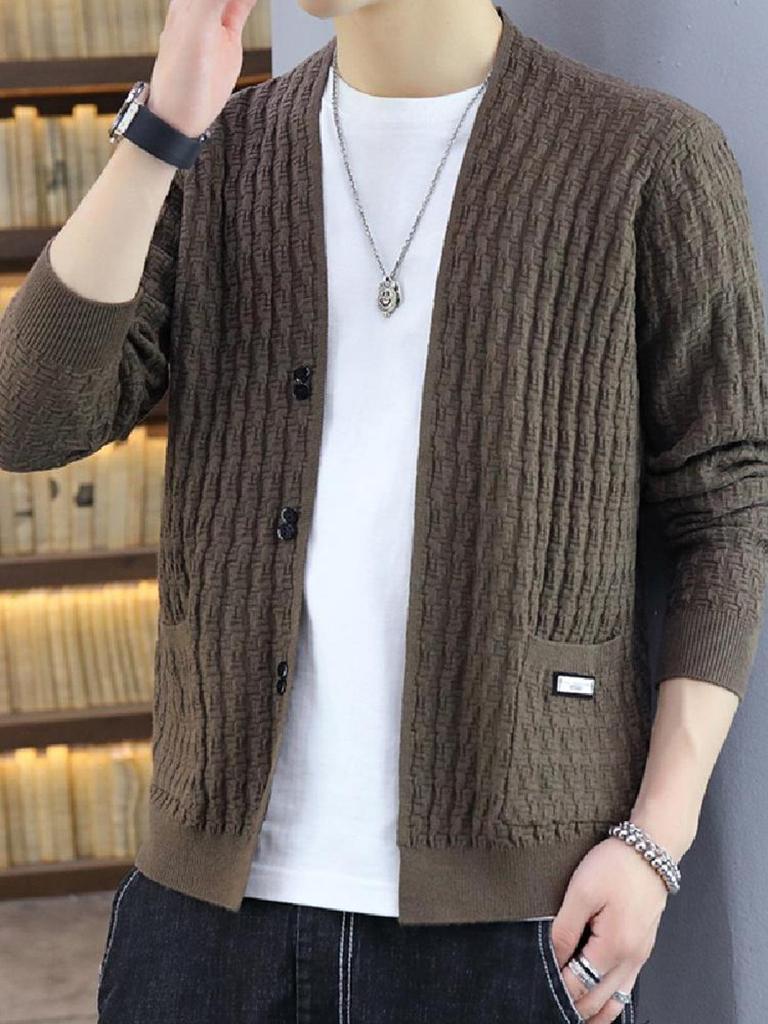 Herren 2025 Koreanischer Lässiger Strick-Cardigan-Jacke für Frühling/Herbst
