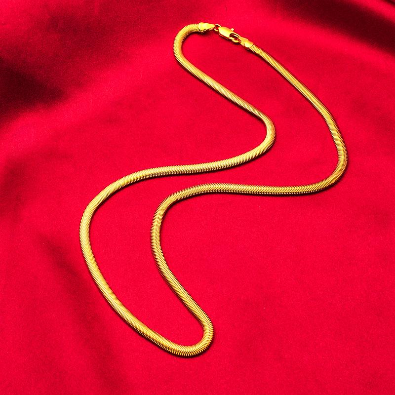 

Вьетнамский золотой толстый плоский браслет-цепочка на ключицу - модный женский аксессуар