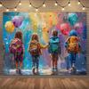 A Background of an Art Child and a Balloon a Vibrant and Stylish Party Banner and a Holiday Decoration | Polyester