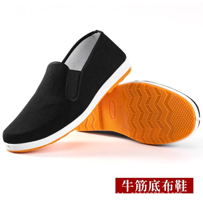 Winter men's shoes old Beijing cloth shoes men's one-pedal single shoes breathable beef tendon sole high-top seasonal velvet black cotton shoes