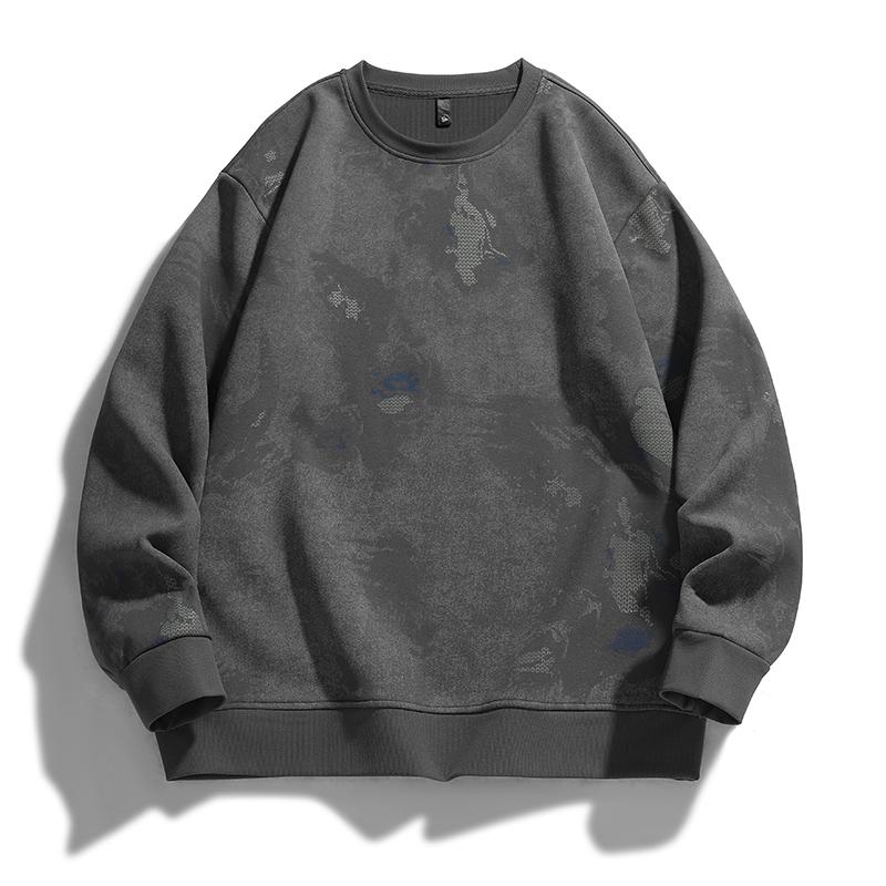 

Мужская толстовка, футболка с длинным рукавом, свободный крой, с принтом, круглый вырез, повседневный топ L серый