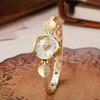 New Small Gold Watch with Diamond Inlaid Bracelet Watch, Women's Compact Round Quartz Watch