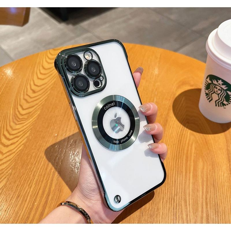 

Применимо к iPhone16 Безрамочный Гальванический Чехол для Мобильного Телефона Магнитная Присоска Apple 15 ProMax Защитный Чехол от Протекания 14 iPhone12promax зелёный