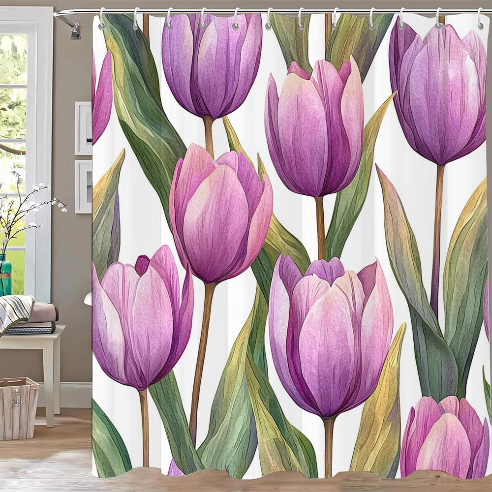 

Modern Watercolor Flowers Bathroom Curtain Floral Shower Curtain Bohemian Home Bathroom Decor Polyester Shower Curtains W60H190(CM)-1 Pcs