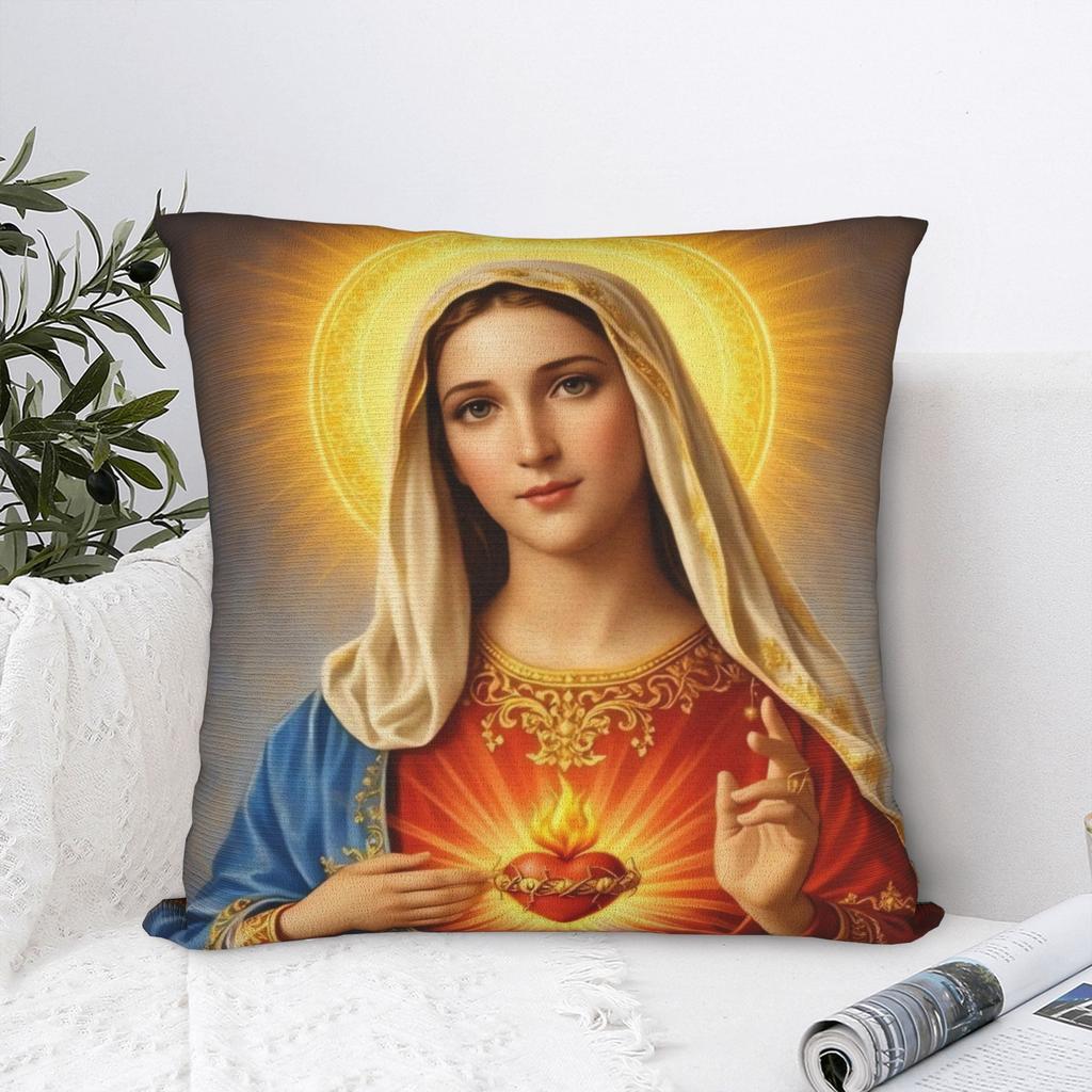 Virgin Mary Cherubs Rose Pillow Case Comfy Pillow Cover For Office Car Home Decor Vintage Pillowcases