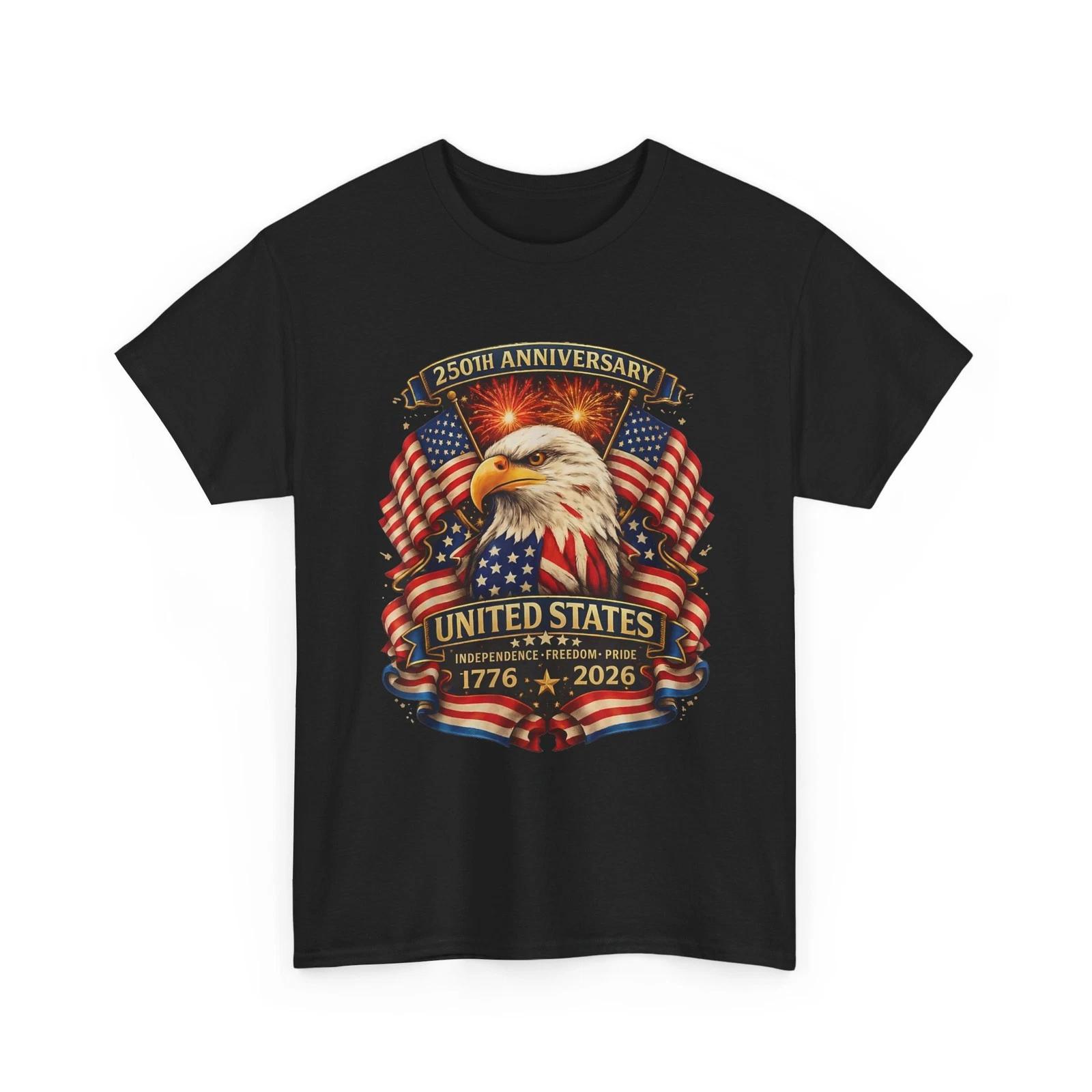 USA Independence Shirt, 250th Anniversary 1776 2026 Patriotic Eagle T shirt 2XL