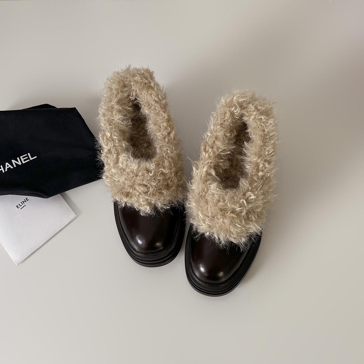 

Cowhide version~ Square head velvet Mary Jane single shoes women s 2025 winter new light thick heel sweet small leather shoes 40 коричневый