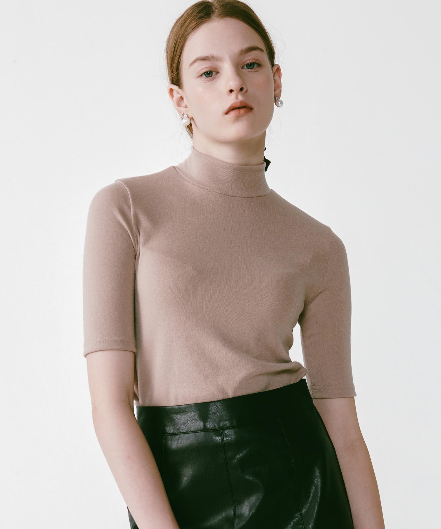 Rosiro Lossy Half Pola Knit [Beige] Free