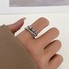 New Luxury Zircon Inlaid Ring Multiple Layers Cross Rotation Adjustable Couple Opening Rings for Women Men Finger Jewelry Gifts