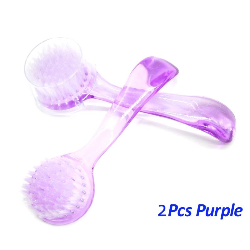 2Pcs/Pack Multifunctional Brush Plastic Nail Cleaning Brushes Round Head Powder Clear Scrubbing Dust Remover Manicure Tools