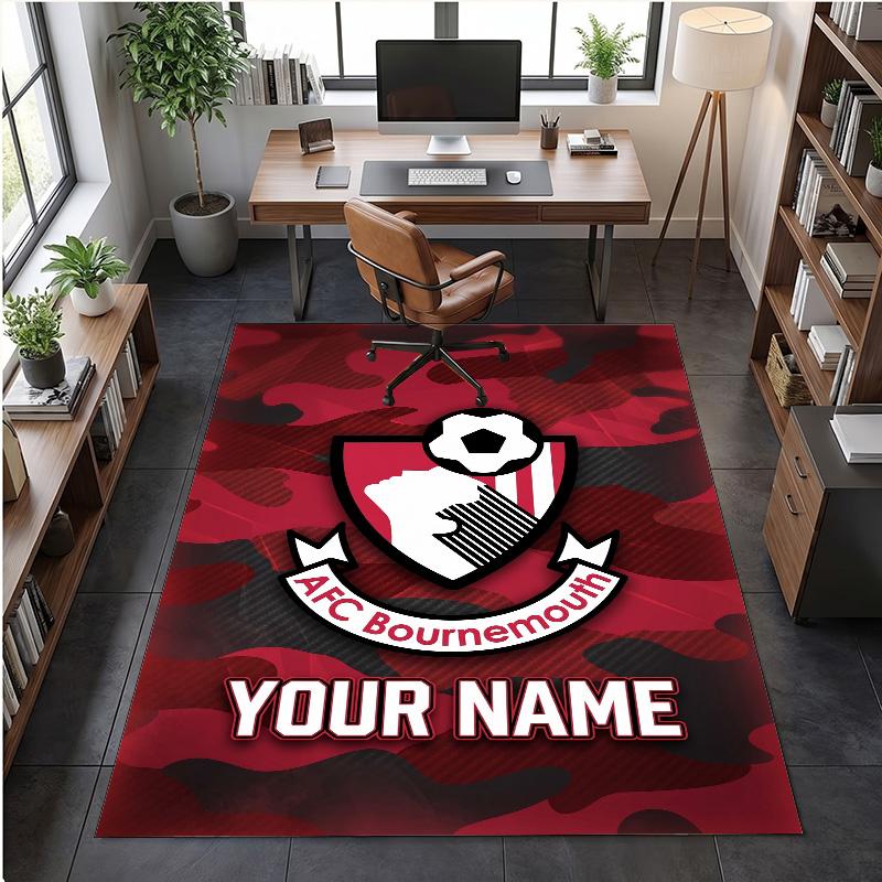 Crystal Velvet Rug Bournemouth Football Print Custom Name Text Floor Mat Home Decor
