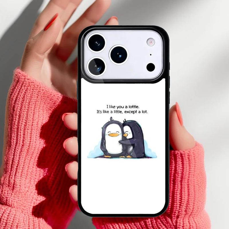 Roztomilý tučňák pouzdro na telefon pro iPhone 17 16 15 14 13 Pro Max Zadní kryt pro 12 11 Pro Coque