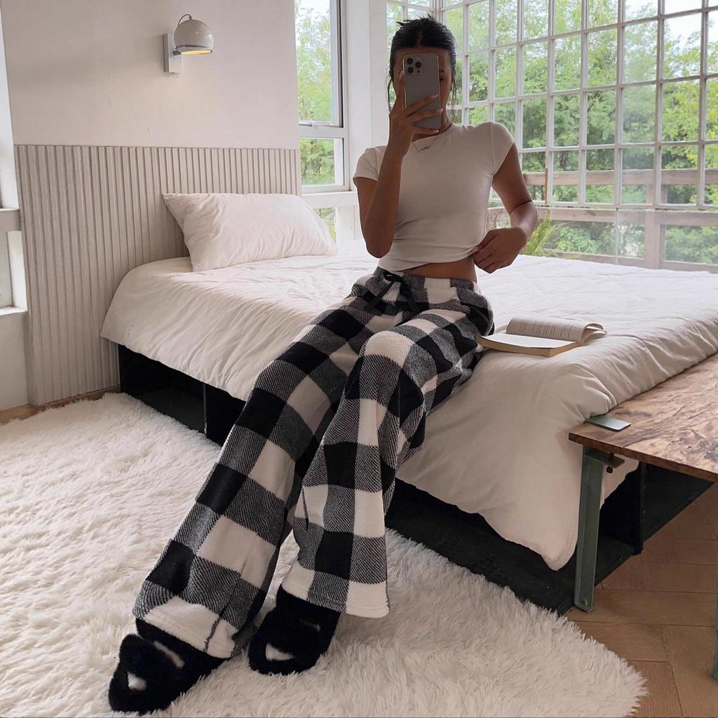 Neue Herbst-Winter Leopardenmuster High-Waist Schnürung Weiter Bein Hosen für Damen