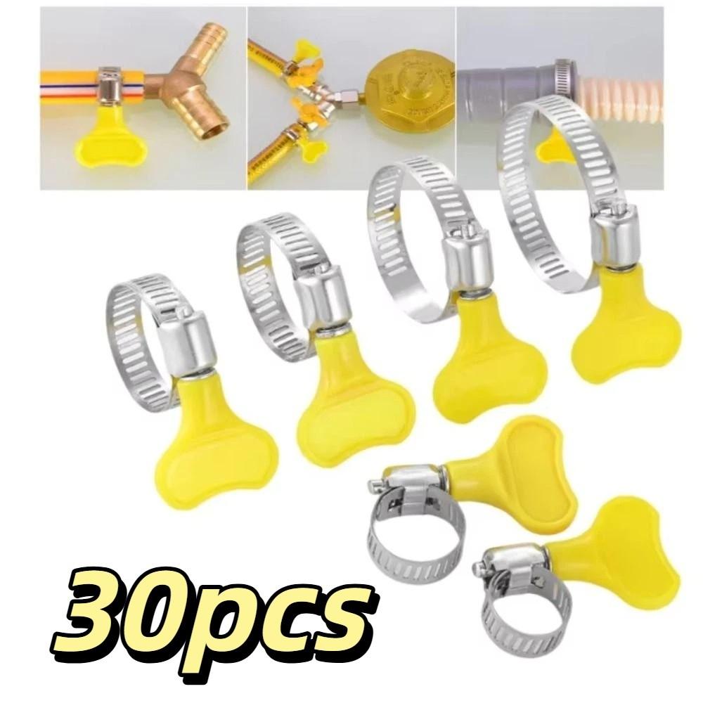 30pcs Hand Twist Design Stainless Steel Hose Clamps Butterfly Hose Clamp  Air Pipe