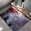 Samurai Warrior and Giant Creature Art Rug Non-slip Rug Suitable for Living Room and Bedroom Sofas