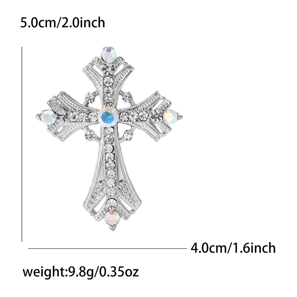 Fashion Creative Alloy Rhinestone Cross Brooch Personality Temperament Women'S Clothing Corsage Ornament Pin