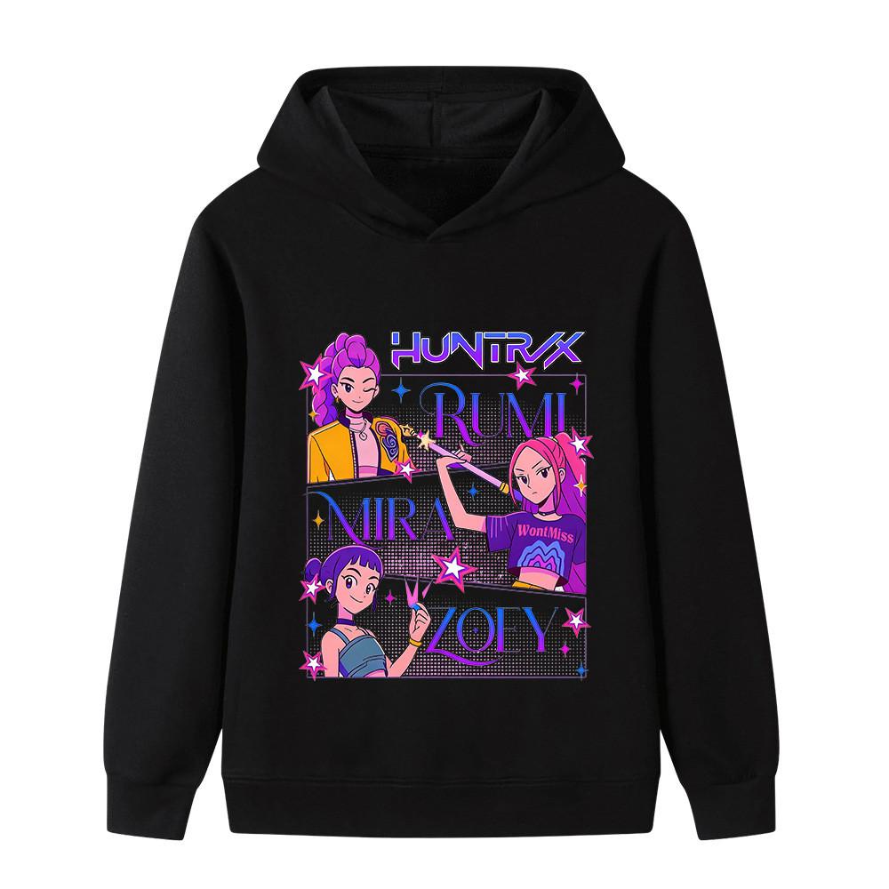 B1239 Kids Boys Girls Kpop Rumi Zoey Mira Print Long Sleeves Hoodie