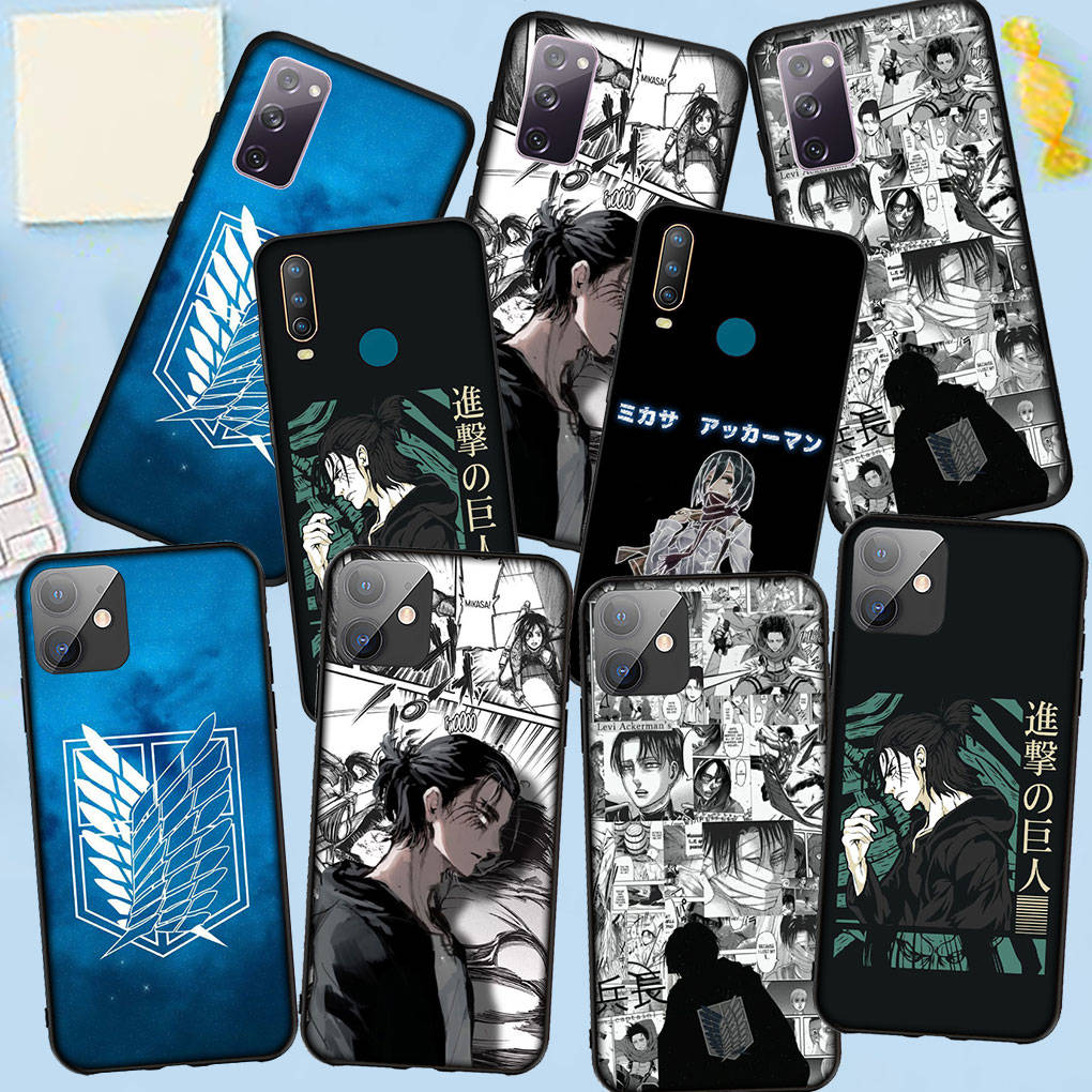 Phone Case for Samsung Galaxy S25 S24 S23 iPhone 16 15 Xiaomi Redmi Note 14 13 12 16E X 11 Pro Max Moto Comics Levi Attack On Titan Eren Jaeger Cover