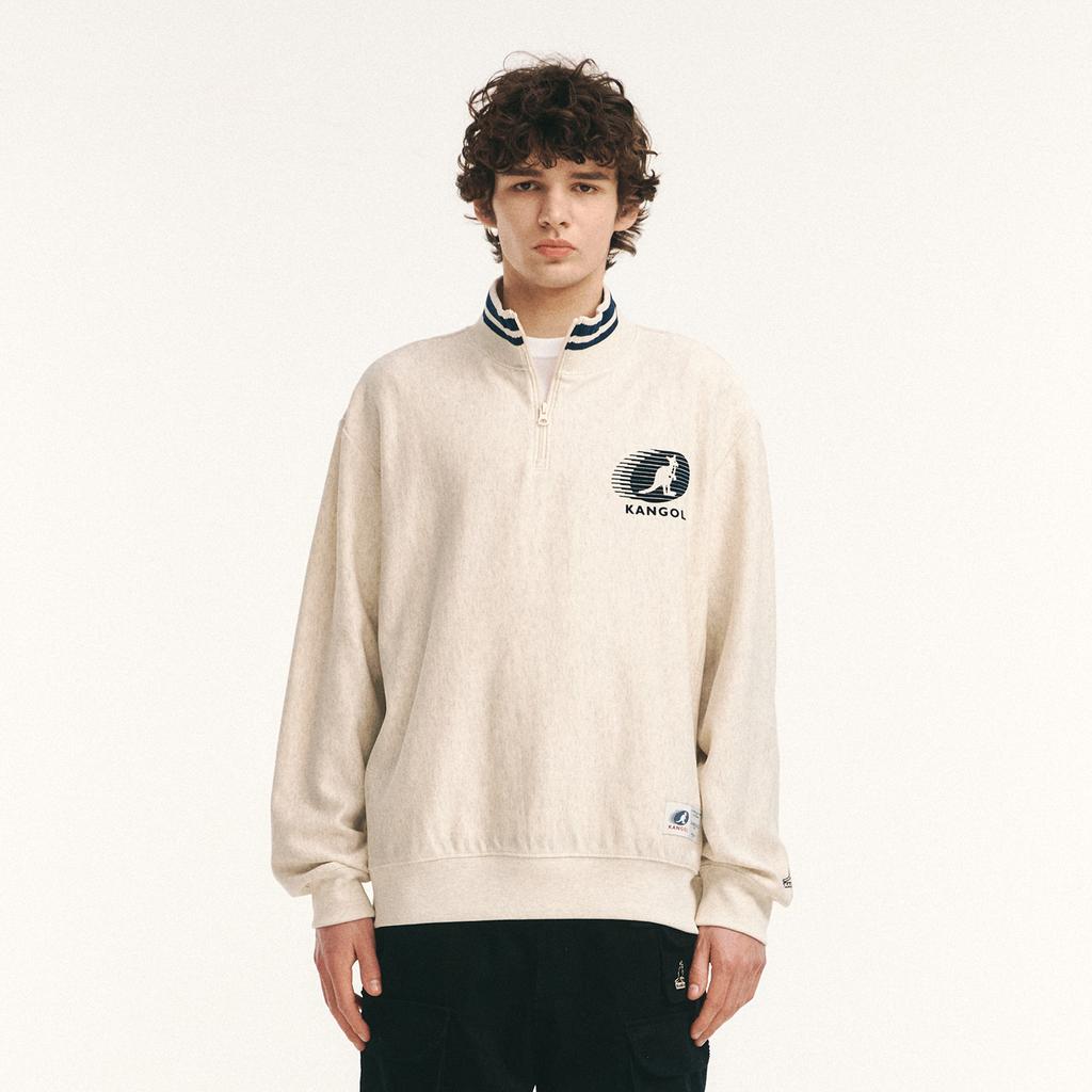 Kangol Lush Logo Half-Zip Sweat 1774 Oatmeal