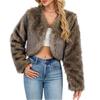 Fashionable Women's Plush Short Jacket Fauxsuit Collar