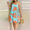 Summer Strapless Hanging Neck Tie Dress Loose Women Sleeveless Dresses Women