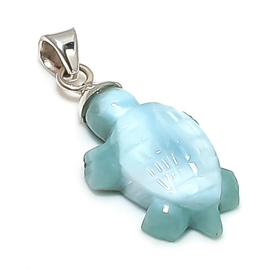 

Natural Larimar Gemstone Handmade 925 Sterling Silver Jewelry Pendant 1.42 f1j87