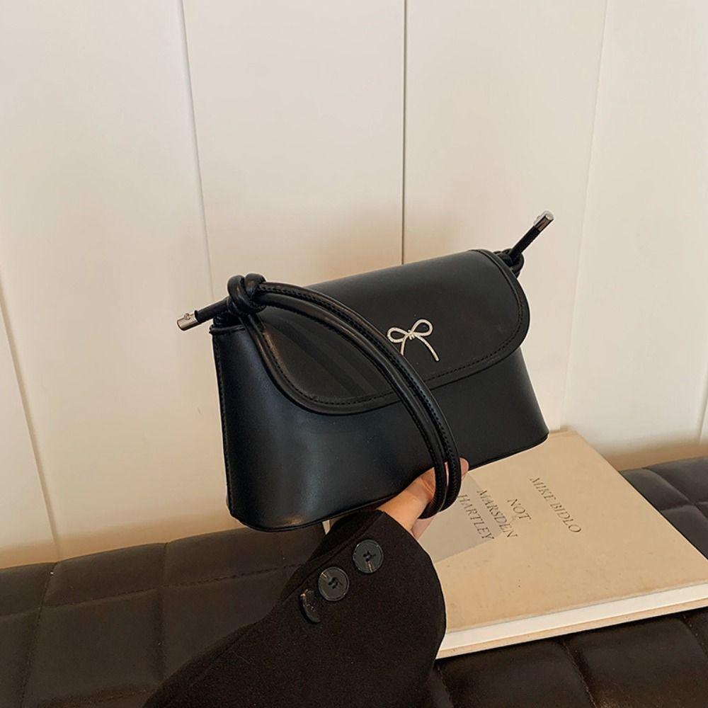 

Однотонная сумка с бантом подмышкой, новый дизайн, сумка через плечо Y2K, модная сумка с бантом подмышкой для женщин чёрный