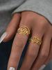Stainless Steel Spiral Adjustable Open Rings for Women 18K Gold Plated Waterproof High Quality Ladies Jewelry For Vacation Etc