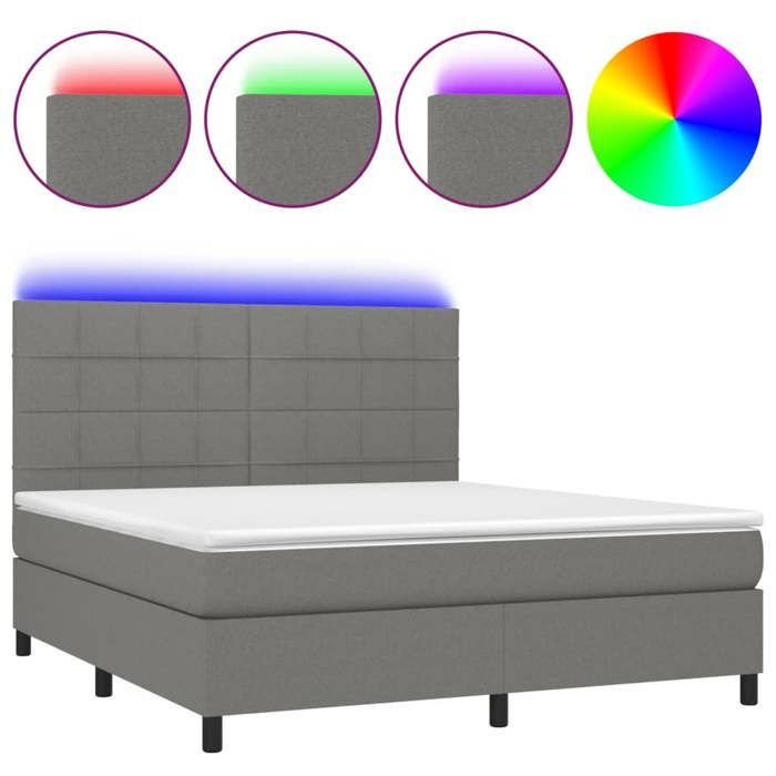 VidaXL Sommier à Lattes de Lit avec Matelas et LED, Lit Rembourré, Lit Double, Lit Adulte de Chambre à Coucher Intérieur, 3134886