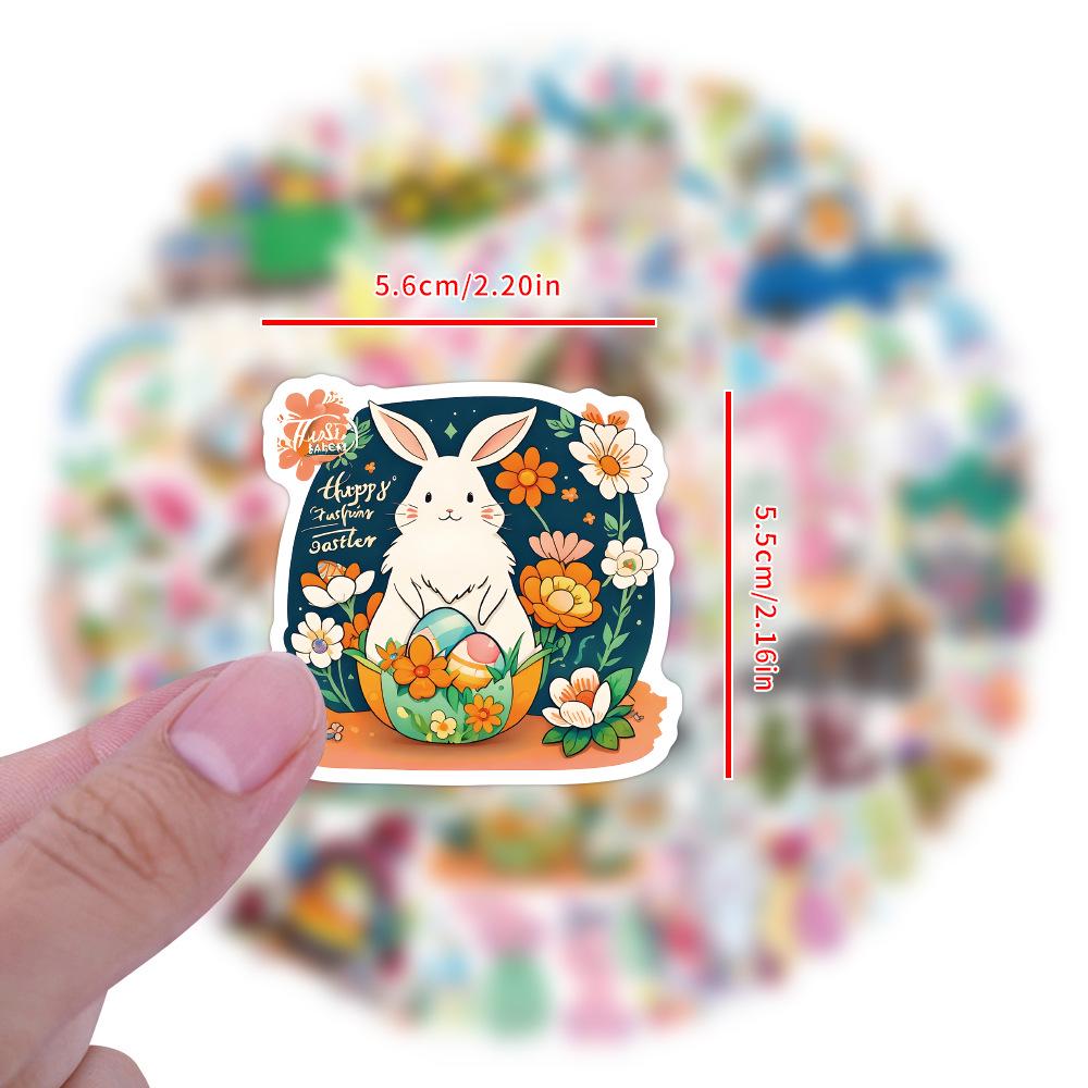 55 Sheets Cartoon Easter Egg & Rabbit Stickers for Suitcases and Phones