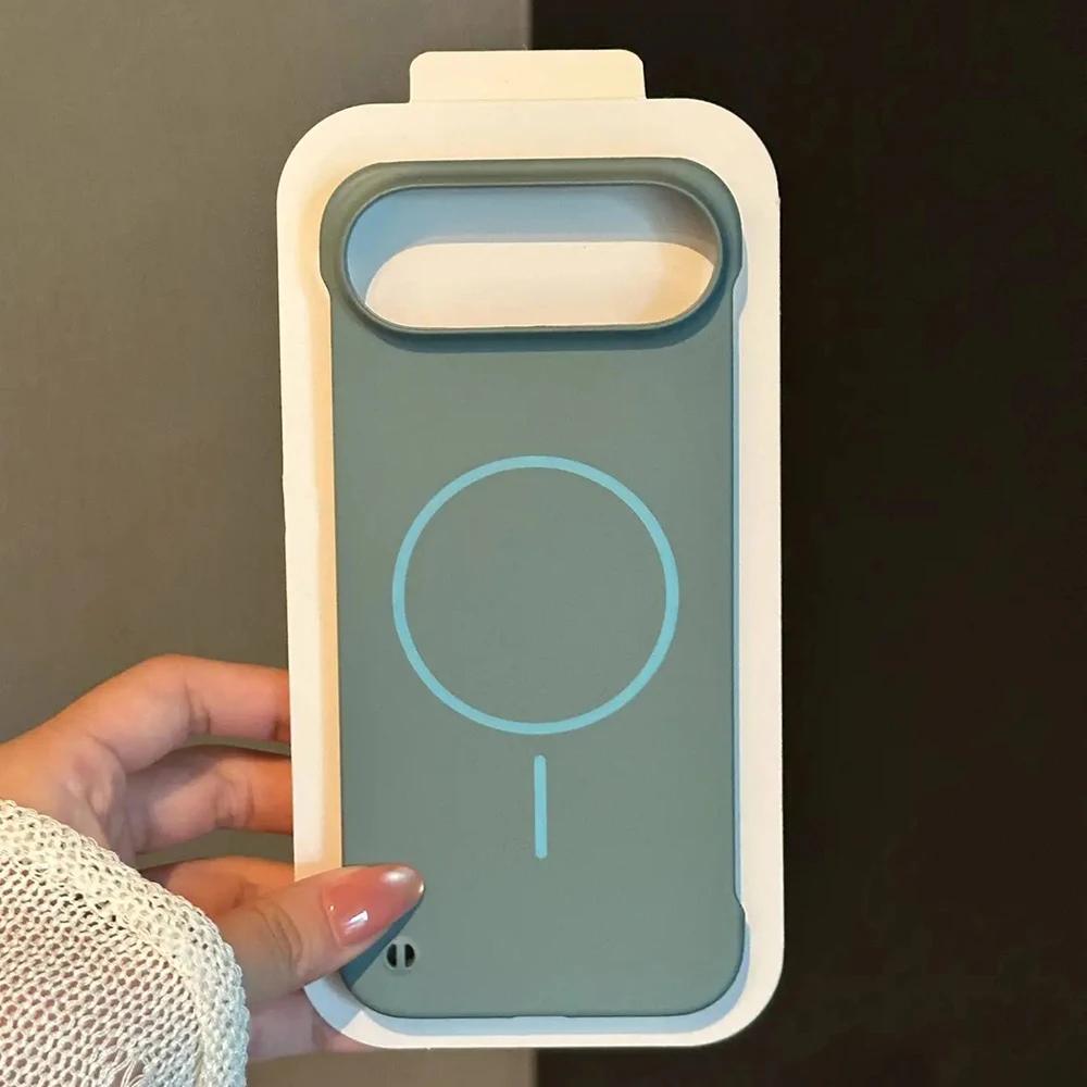 

Slim Frameless Matte Magnetic Phone Case For IPhone Air 17 16 15 14Plus 13 12 11 Pro Max Shockproof Frosted PC Protection Cover iPhone17 Pro синий