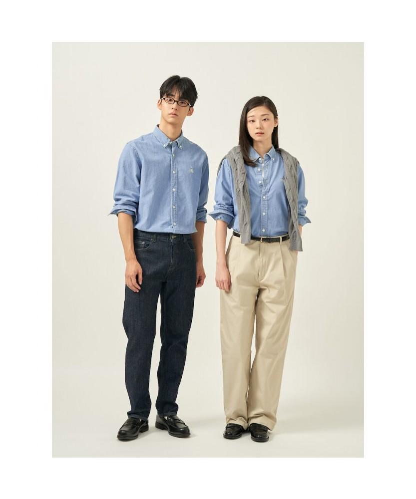Binpolmen [Essential] Unisex Chambray Denim Shirt Sky Blue