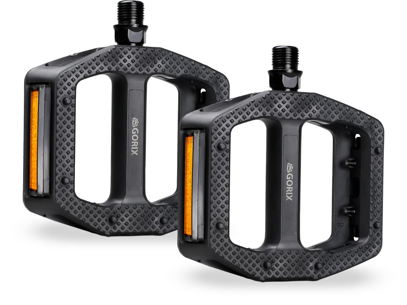 

GORIX Bicycle Cross Bike Flat with for Road Mini and Electric Pedal Pedals, Pedals, Wide, Reflective, Lightweight, Reflectors, Bikes, Velos, MTBs, чёрный