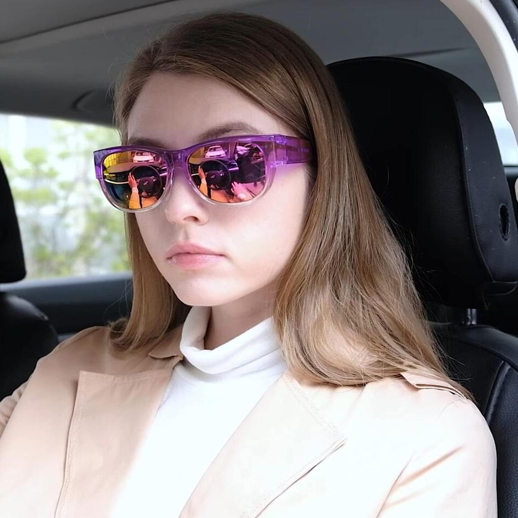 SHEEN KELLY Oversized Polarized Fitted Sunglasses for Men and Women TR90 Mirrored Overglasses Cat Eye Driver Goggles