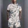 Men Vintage Newspaper Text Full Print Short Sleeve Tee And Matching Shorts Two Piece Outfit