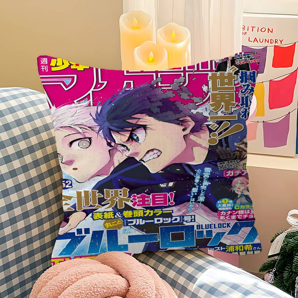 Anime BLUE LOCK Isagi Yoichi Pillow Anime Pillow Sofa Bed Head Pillow Cover Cushion Cover 45x45 Cm Fashion