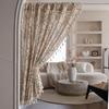 Polyester Cotton Printed Fringe Curtains Semi-Blackout Windows Curtains With Tassels Cotton Linen Curtains Panels For Bedroom