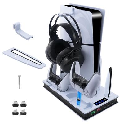 Mcbazel PS5PS5 Slim Compatible Vertical PS5 New Game Console Multifunctional Cooling Fan Charging Stand with Controller Dual Charging Function Compati