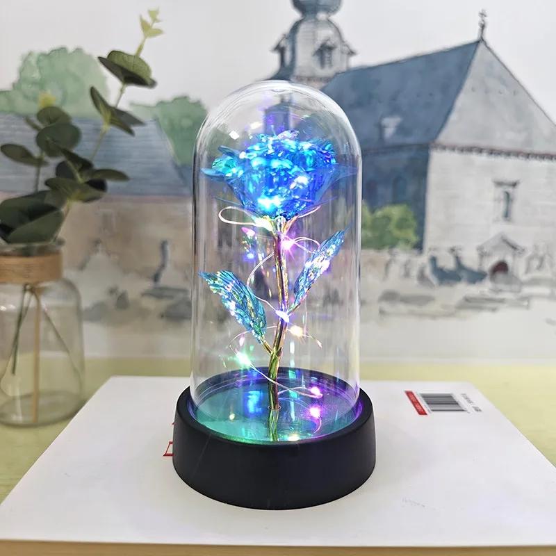1pc Hot LED Enchanted Galaxy Rose Eternal Beauty Rose With Fairy Lights in Dome for Valentine's Day Wedding Party Mother's Day