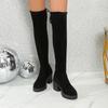 Fashion Women Boots Winter Black Over The Knee Boots New Comfort Lace Up Chunky High Heels Shoes Fashion Warm Round Toe Long Tube Boots