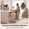 PU Leather Bar Stool with Adjustable Height. 360 Swivel and Soft Seat. White