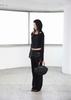 Miae Layered Leather Bootcut Pants - Black